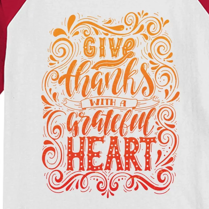 Give Thanks With A Grateful Heart Sign Kids Colorblock Raglan Jersey