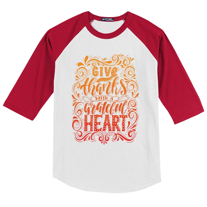 Give Thanks With A Grateful Heart Sign Kids Colorblock Raglan Jersey