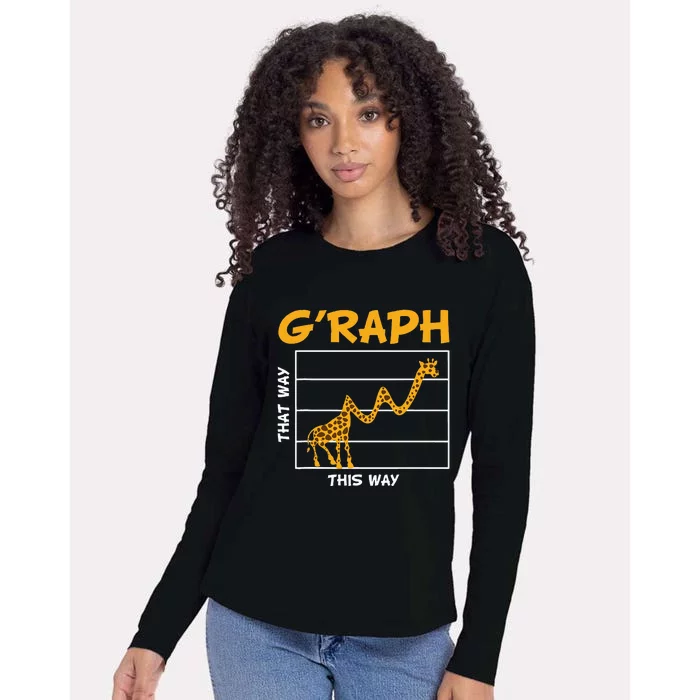 GRaph This Way That Way Wildlife Funny Math Teacher Giraffe Womens Cotton Relaxed Long Sleeve T-Shirt