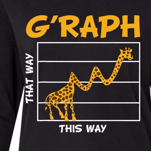 GRaph This Way That Way Wildlife Funny Math Teacher Giraffe Womens Cotton Relaxed Long Sleeve T-Shirt