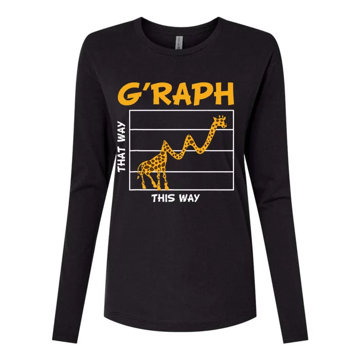 GRaph This Way That Way Wildlife Funny Math Teacher Giraffe Womens Cotton Relaxed Long Sleeve T-Shirt