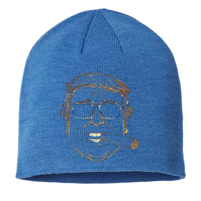 Gold Trump With Cigar And Sunglasses Gift 8 1/2in Sustainable Knit Beanie