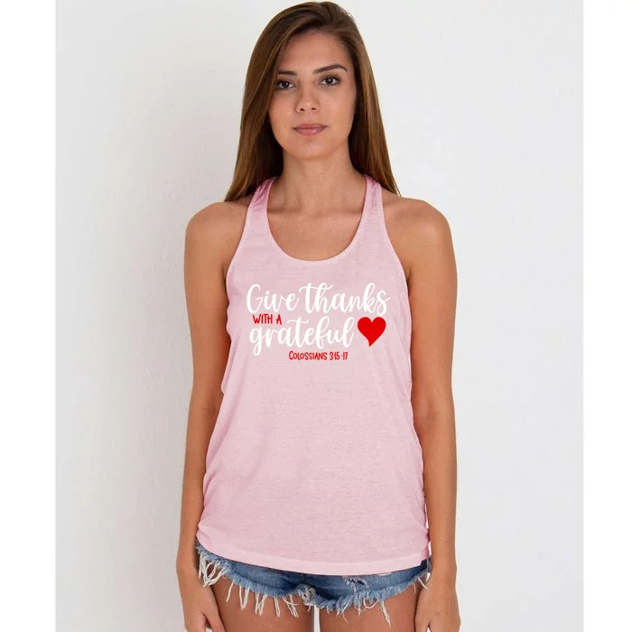 Give Thanks With A Grateful Heart Meaningful Gift Women's Knotted Racerback Tank