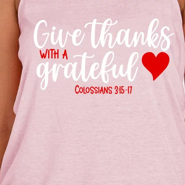 Give Thanks With A Grateful Heart Meaningful Gift Women's Knotted Racerback Tank