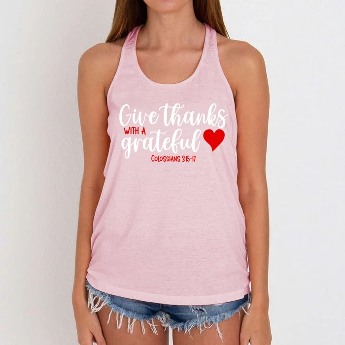 Give Thanks With A Grateful Heart Meaningful Gift Women's Knotted Racerback Tank