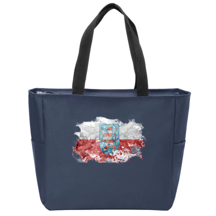 Geremany Thuringia Watercolor Painted State Flag Zip Tote Bag