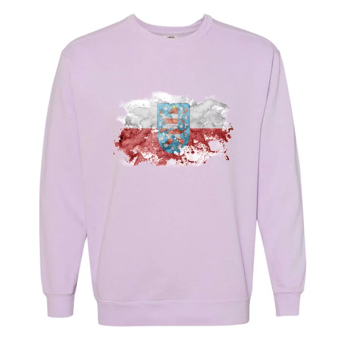 Geremany Thuringia Watercolor Painted State Flag Garment-Dyed Sweatshirt