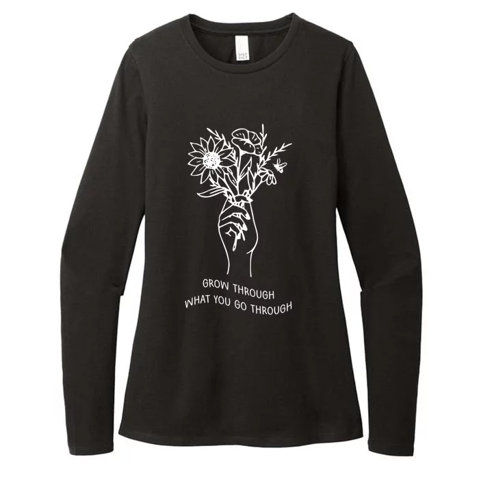 Grow Through What You Go Through Cute Gift Flowers Gift Womens CVC Long Sleeve Shirt