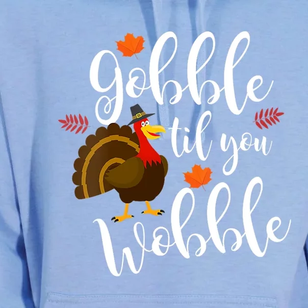 Gobble Til You Wobble Funny Thanksgiving Dinner Pun Gift Unisex Surf Hoodie