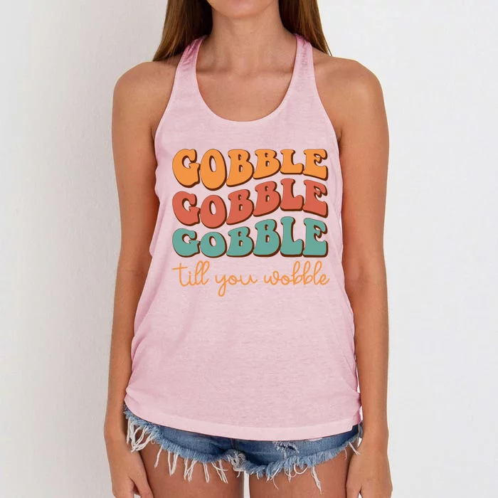 Gobble Till You Wobble Gift Women's Knotted Racerback Tank