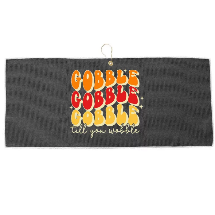 Gobble Till You Wobble Thanksgiving Retro Large Microfiber Waffle Golf Towel