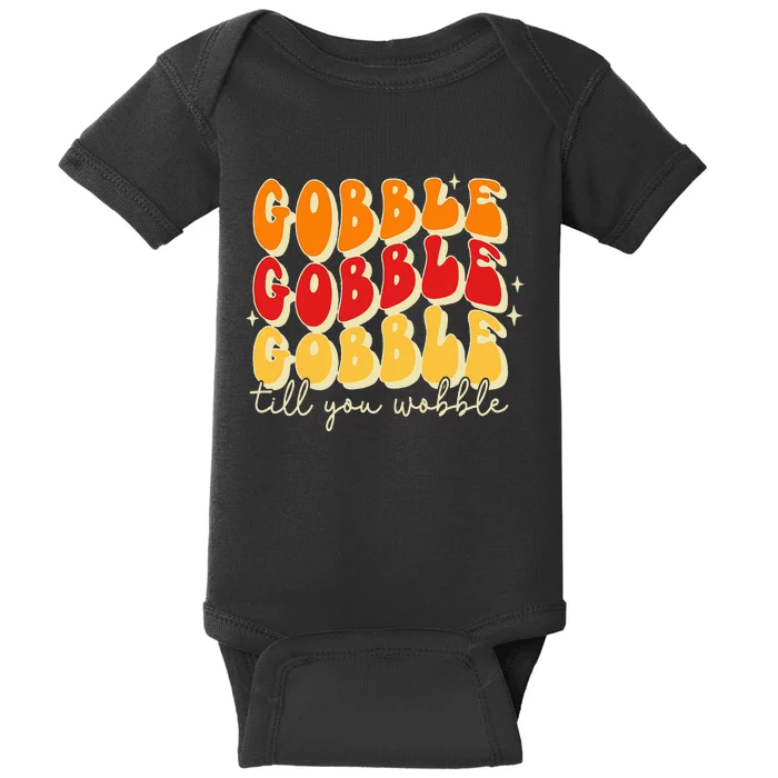 Gobble Till You Wobble Thanksgiving Retro Baby Bodysuit