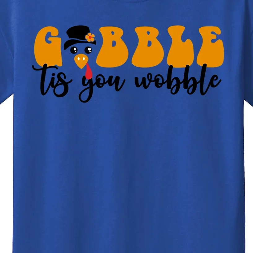 Gobble Til You Wobble Great Gift Thanksgiving Cute Turkey Face Cool Gift Kids T-Shirt