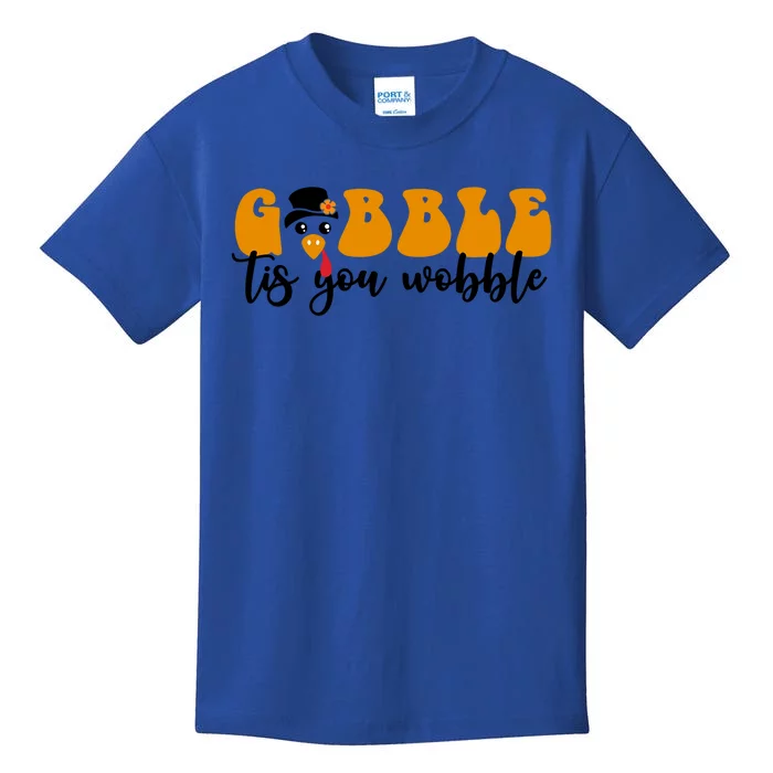 Gobble Til You Wobble Great Gift Thanksgiving Cute Turkey Face Cool Gift Kids T-Shirt