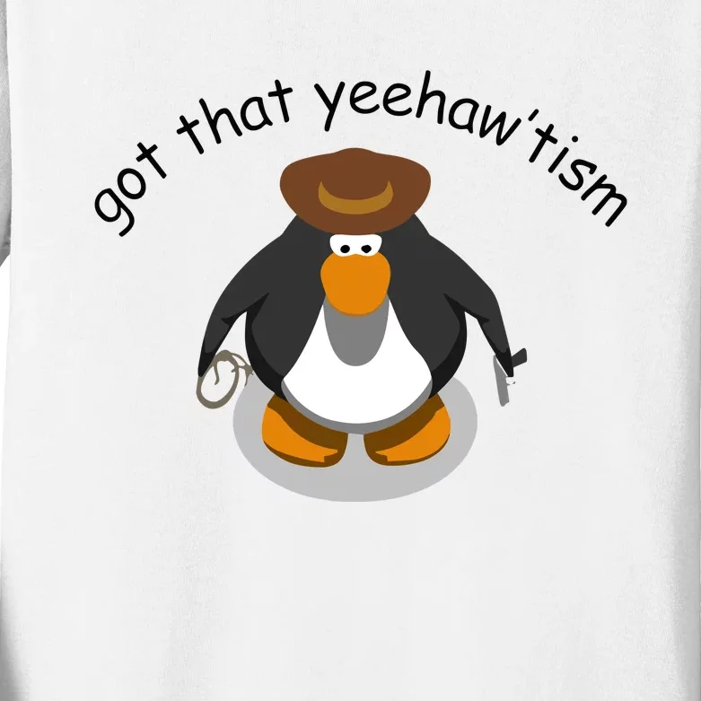 Got That Yeehawtism Penguin Cowboy Kids Long Sleeve Shirt