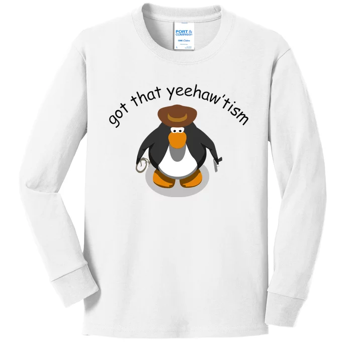 Got That Yeehawtism Penguin Cowboy Kids Long Sleeve Shirt