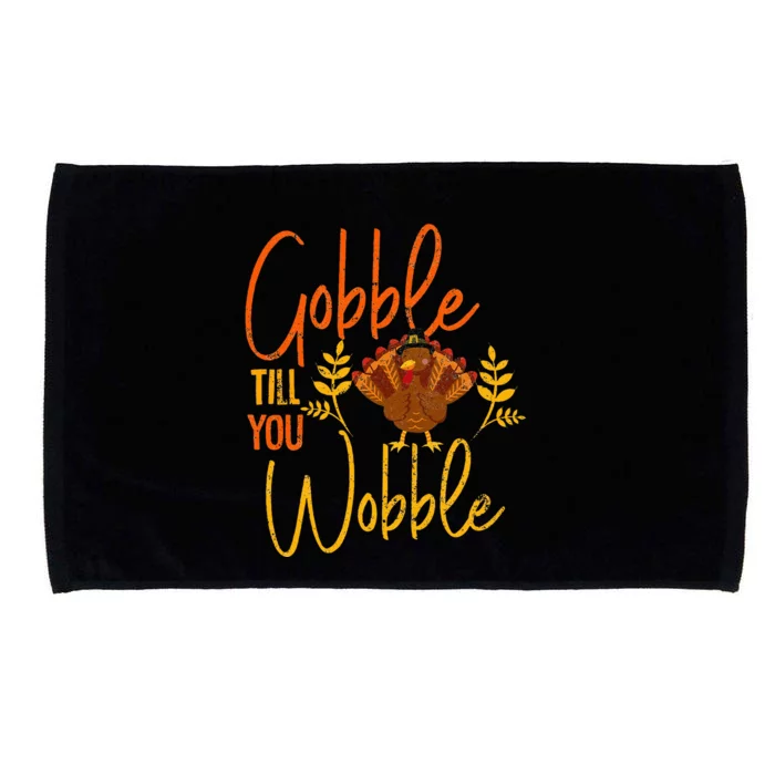 Gobble Till you Wobble Funny Thanksgiving Family Matching Microfiber Hand Towel