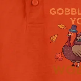 Gobble Till You Wobble Funny Turkey Thanksgiving Gift Dry Zone Grid Performance Polo