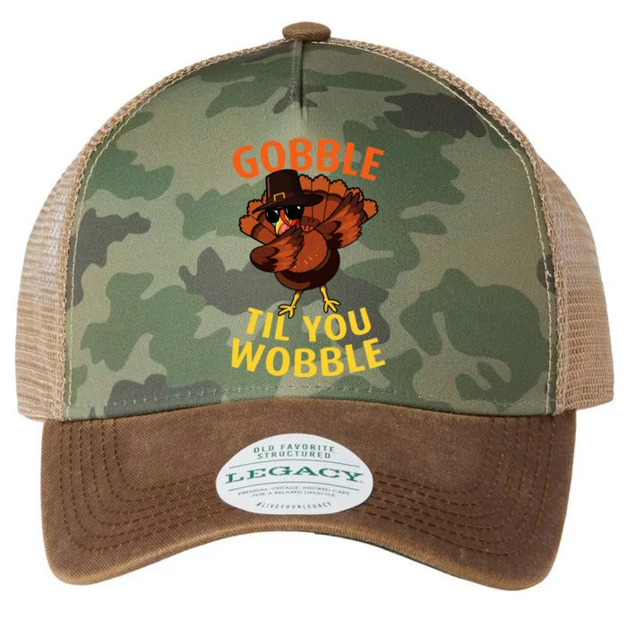 Gobble Til You Wobble  Dabbing Turkey Thanksgiving Day Gift Legacy Tie Dye Trucker Hat