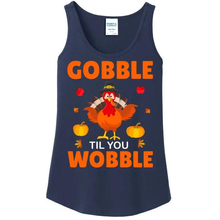 Gobble Til You Wobble Funny Thanksgiving Ladies Essential Tank