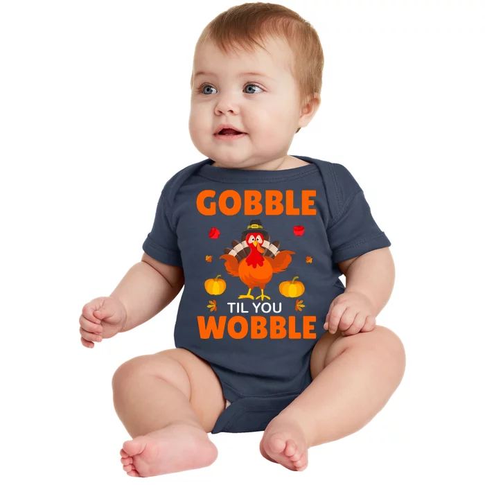 Gobble Til You Wobble Funny Thanksgiving Baby Bodysuit