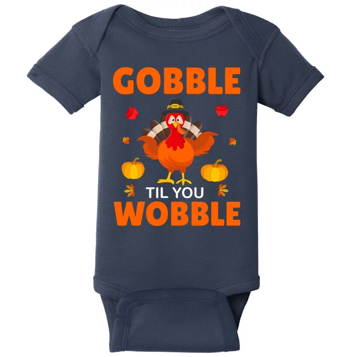 Gobble Til You Wobble Funny Thanksgiving Baby Bodysuit