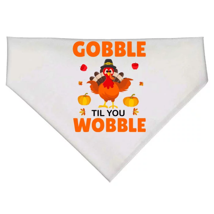 Gobble Til You Wobble Funny Thanksgiving USA-Made Doggie Bandana