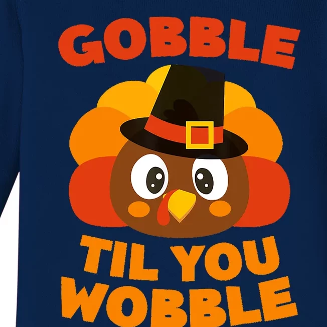 Gobble Til You Wobble Funny Thanksgiving Day Gift Baby Long Sleeve Bodysuit