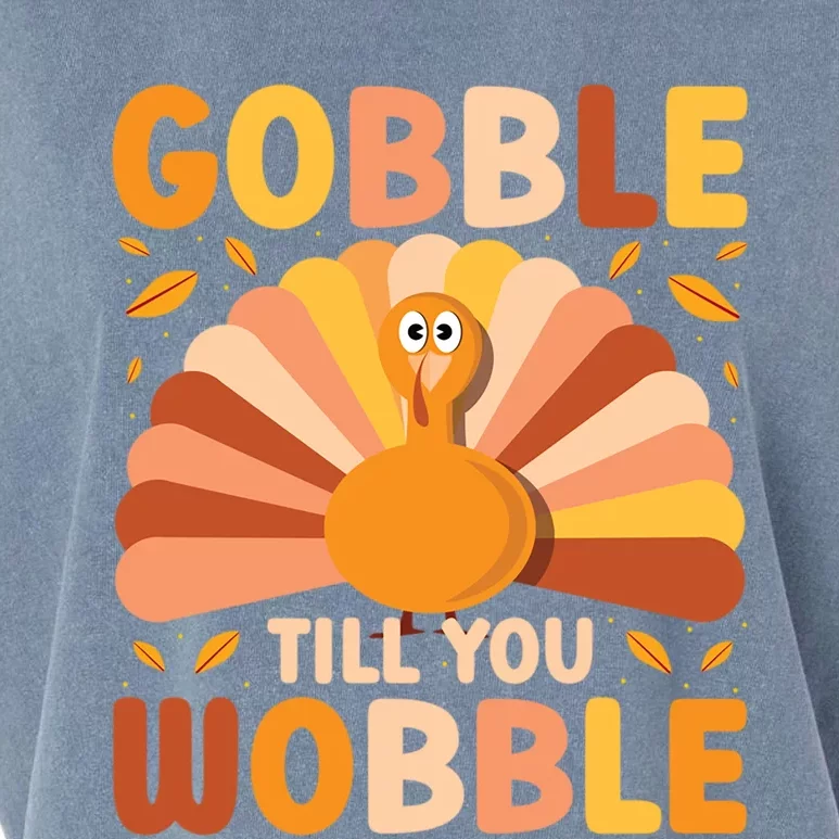 Gobble Till You Wobble Thanksgiving Turkey Cute Family Out Gift Garment-Dyed Women's Muscle Tee