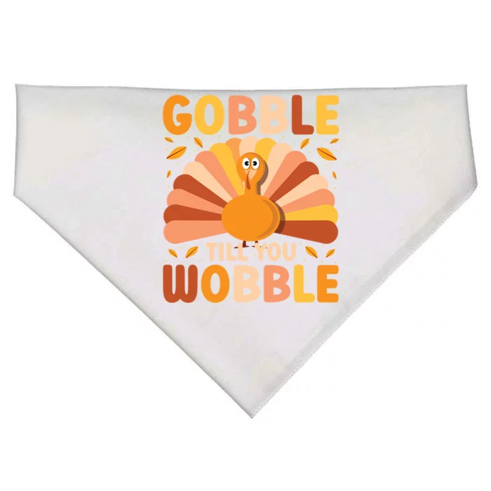 Gobble Till You Wobble Thanksgiving Turkey Cute Family Out Gift USA-Made Doggie Bandana