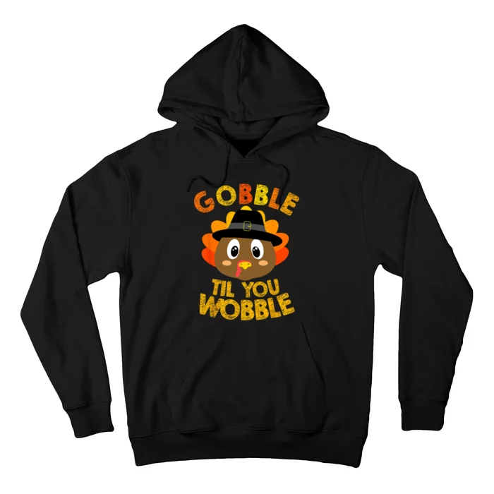 Gobble Till You Wobble Vintage Retro Thanksgiving Hoodie