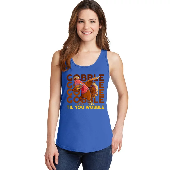 Gobble Til You Wobble Dabbing Turkey Gift Ladies Essential Tank