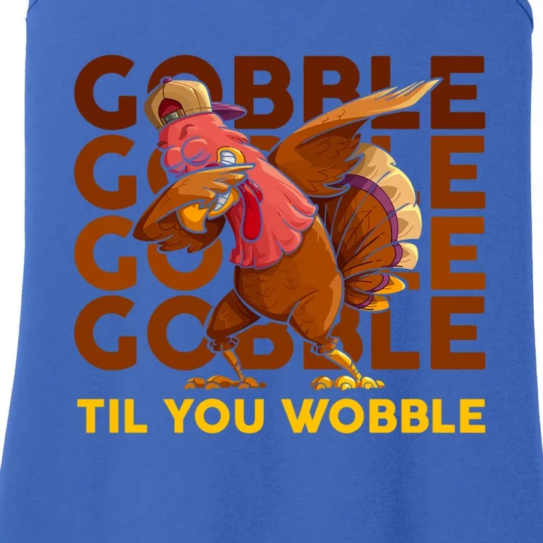 Gobble Til You Wobble Dabbing Turkey Gift Ladies Essential Tank