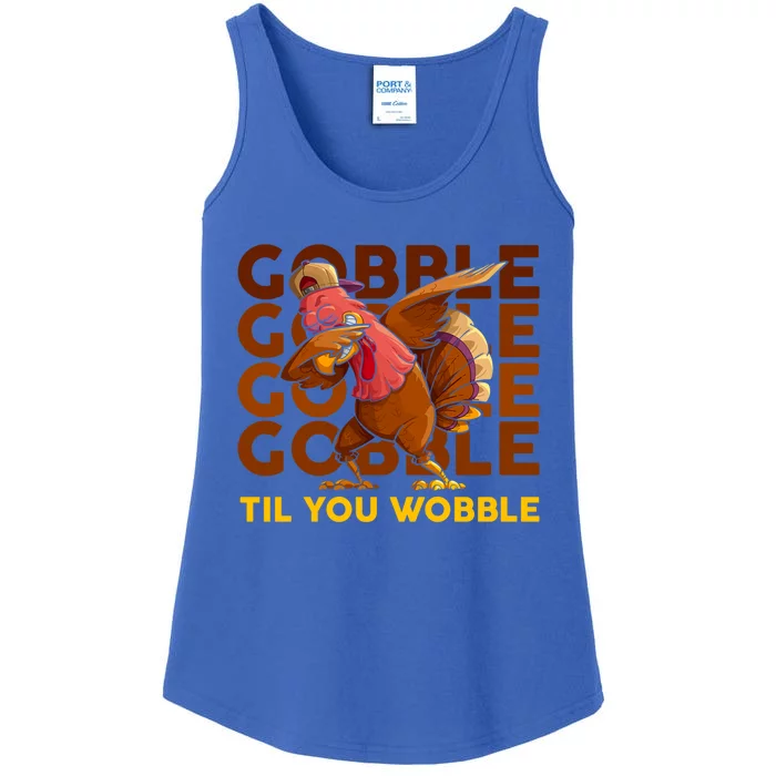 Gobble Til You Wobble Dabbing Turkey Gift Ladies Essential Tank