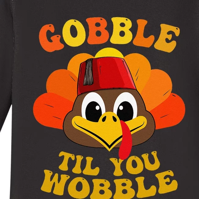 Gobble Til You Wobble Thanksgiving Day Baby Long Sleeve Bodysuit