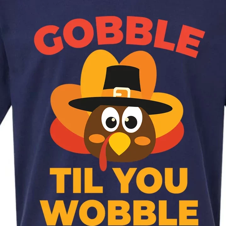 Gobble Til You Wobble Funny Turkey Thanksgiving Gift Sueded Cloud Jersey T-Shirt