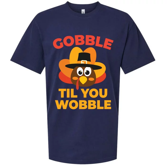 Gobble Til You Wobble Funny Turkey Thanksgiving Gift Sueded Cloud Jersey T-Shirt