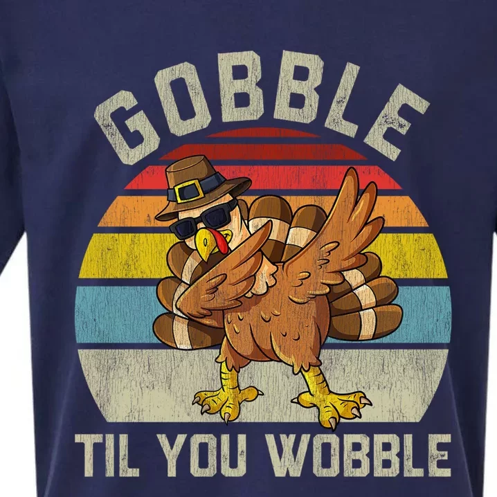 Gobble Til You Wobble Funny Gift Outfit Thanksgiving Retro 2 Great Gift Sueded Cloud Jersey T-Shirt