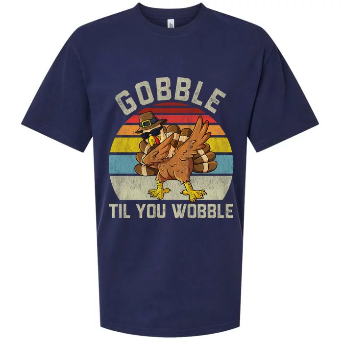 Gobble Til You Wobble Funny Gift Outfit Thanksgiving Retro 2 Great Gift Sueded Cloud Jersey T-Shirt