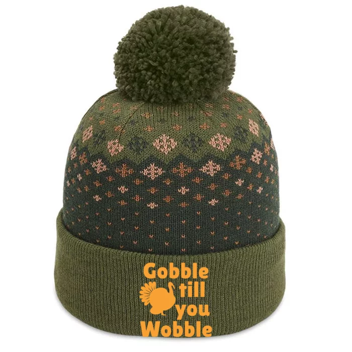 Gobble Til You Wobble Thanksgiving Turkey Present The Baniff Cuffed Pom Beanie