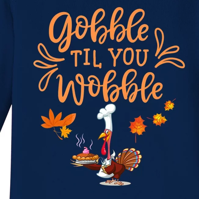 Gobble Til You Wobble Thanksgiving Baby Long Sleeve Bodysuit