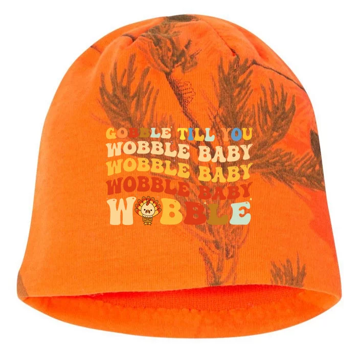 Gobble Til You Wobble Wobble Groovy Thanksgiving Meaningful Gift Kati - Camo Knit Beanie