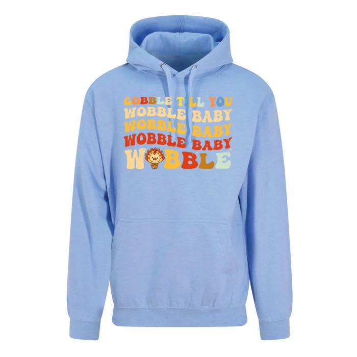 Gobble Til You Wobble Wobble Groovy Thanksgiving Meaningful Gift Unisex Surf Hoodie