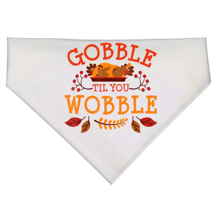 Gobble Til You Wobble Turkey Day Fall Thanksgiving USA-Made Doggie Bandana