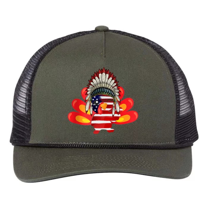 Gobble Till You Wobble Funny American Flag Thanksgiving Meaningful Gift Retro Rope Trucker Hat Cap