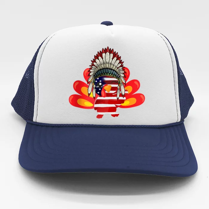 Gobble Till You Wobble Funny American Flag Thanksgiving Meaningful Gift Trucker Hat