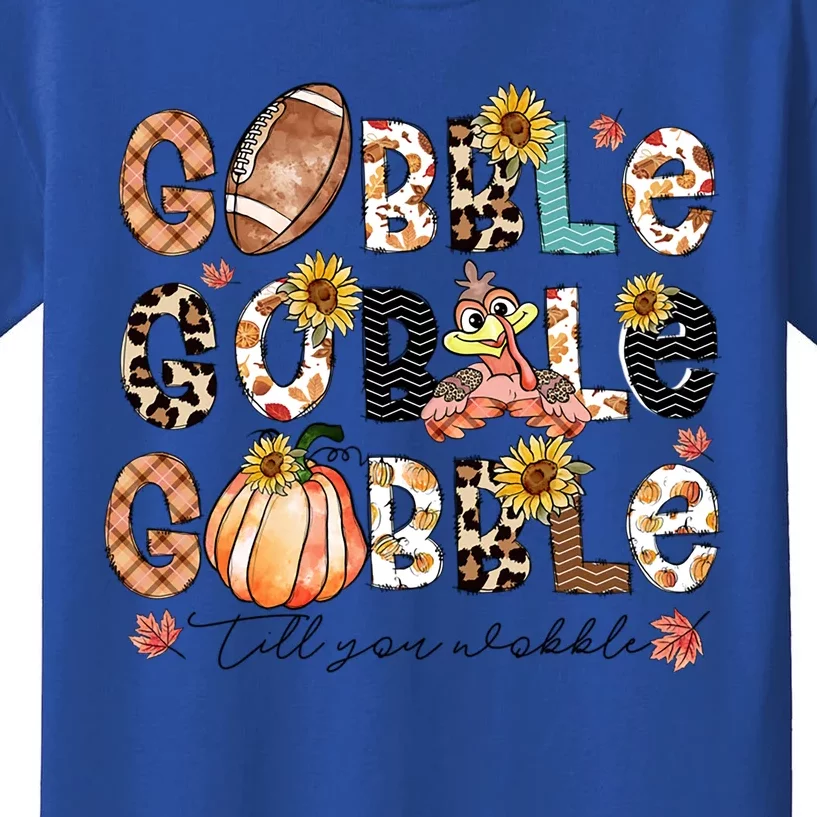 Gobble Till You Wobble Funny Thanksgiving Wobble Wobble Gift Kids T-Shirt