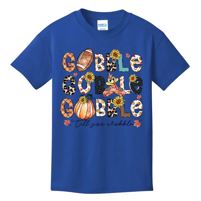 Gobble Till You Wobble Funny Thanksgiving Wobble Wobble Gift Kids T-Shirt