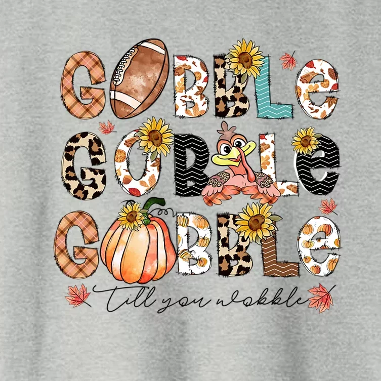 Gobble Till You Wobble Funny Thanksgiving Wobble Wobble Gift Women's Crop Top Tee