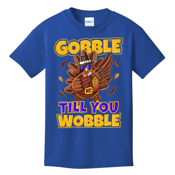 Gobble Till You Wobble Turkey Outfit Thanksgiving Gift Kids T-Shirt